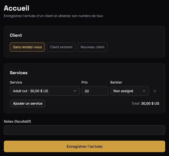 L'accueil, prêt pour un client sans rendez-vous